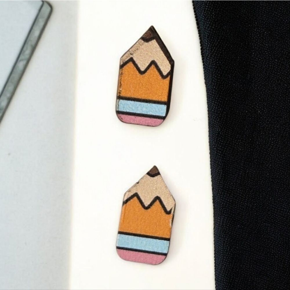 Yellow Pencil Wooden Earrings Student Teacher Gift Cute School Appreciation NWT